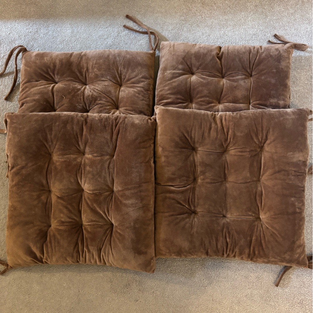 Set of Four Plush Brown Chair Cushions - Picture 2 of 5
